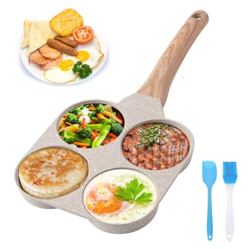 RANJIMA 4 Loch Pancake Maker, Pancake Pfanne Induktion, Antihaft-Aluminium Eierpfanne Spiegeleipfanne Induktionsherd Crepepfanne Pancakes Augenpfanne für Ostern Familienfeiern, für Induktion&Gasherd von RANJIMA