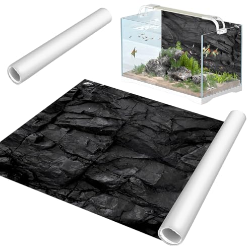 RANJIMA Aquarium Poster, Schwarzer Felsen Vinyl Hintergrund aus PVC Statisch Haftender Aquarium Hintergrund Generisch Aquarium Rückwandfolie Selbstklebende Foliefür Aquarium Rückwand Terrarium120*40cm von RANJIMA