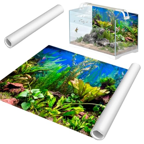 RANJIMA Aquarium Poster, Seetang Vinyl Hintergrund aus PVC Statisch Haftender Aquarium Hintergrund Generisch Aquarium Rückwandfolie Selbstklebende Foliefür Aquarium Rückwand Terrarium 120 * 40cm von RANJIMA