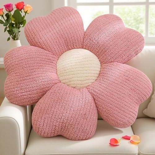 RANJIMA Blumen Bodenkissen, Blumenboden Kissen Tatami Blumenförmiges Plüsch-Dekor Blume Bodenkissen Sitzkissen für Sofa Bett Stuhl Dekoration Geschenke für Mädchen und Frau, 40cm Rosa von RANJIMA