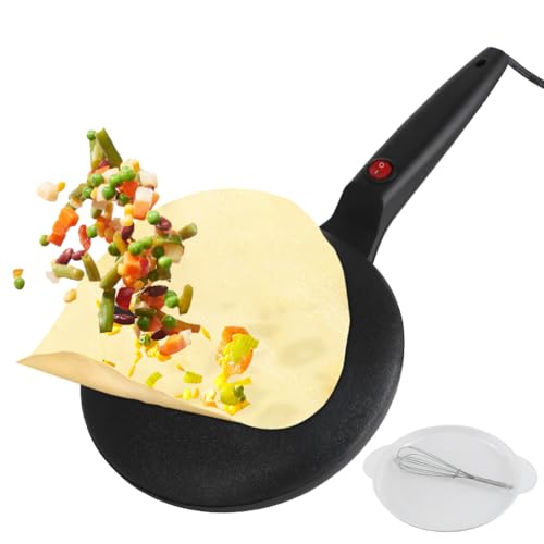 RANJIMA Crepes Maker, Crepes Maschine, 600W Crepe Pfanne Elektrisch Antihaft-Pancake Maker Haushalt, Tragbarer Crapesmaker Elektrisch mit Schüssele und Schneebesen, Kindergeburtstage Familienfeiern von RANJIMA