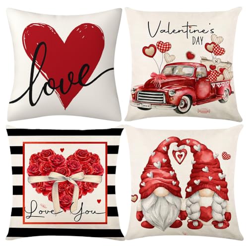 RANJIMA Dekorativ Kissenbezüge 4er Set, Valentinstag-Kissenbezüge 45x45 cm, Winter Zierkissenbezug Couch Wohnzimmer Deko, Zierkissenbezug Lendenkissenbezug für Couch Zimmer Sofa Auto Büro Dekor RANJIMA Dekorativ Kissenbezüge 4er Set, Valentinstag-Kissenbezüge 45x45 cm, Winter Zierkissenbezug Couch Wohnzimmer Deko, Zierkissenbezug Lendenkissenbezug für Couch Zimmer Sofa Auto Büro Dekor von RANJIMA