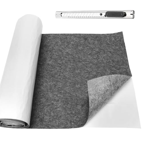 RANJIMA Filz Selbstklebend Dunkelgrau, 40x220cm Klebefilz 3mm Dick Filzmatte Selbstklebender Filzrolle mit Handwerkermesser, Selbstklebend Filzstoff für Couch, Tischbeine, Box Liner, Cup Mat, DIY von RANJIMA