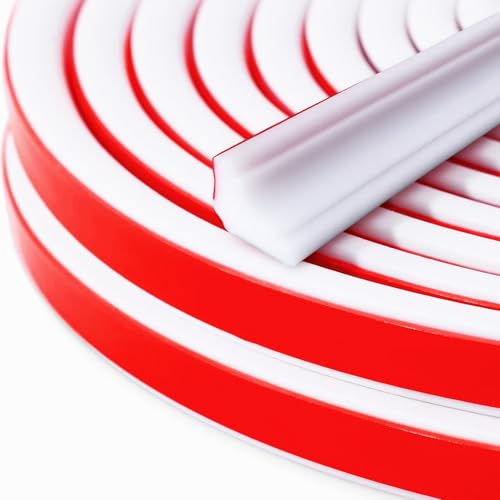 RANJIMA 3M Flexible Zierleisten Selbstklebend Deckenleisten, 12mm*9mm TPE Dreieck Zierleiste Decken & WandüBergang, Weiß Dreikantleiste für Abschlussleiste Küchenarbeitsplatte Wandkanten Fliesenkanten von RANJIMA