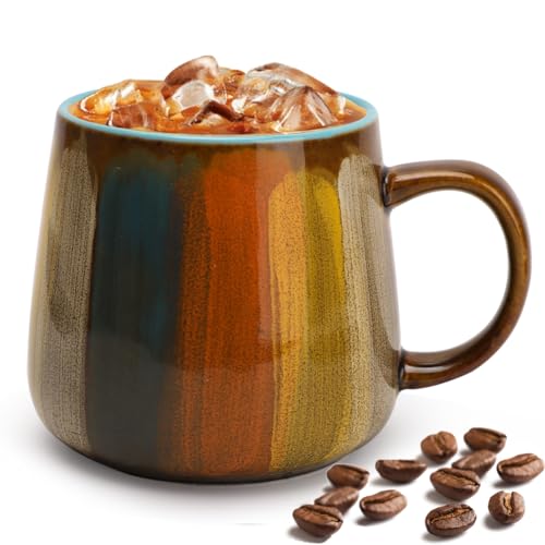 RANJIMA Kaffeetasse Groß, Keramik Tasse Retro Farben für Geschenk lustig 480ml Teetasse mit Henkel Mug Kaffeetassen für Kaffee,Cappuccino,Künstlerdesign Teetassen Geschenk zum Geburtstags, Oster von RANJIMA