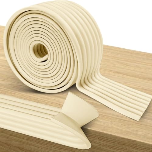 RANJIMA Kantenschutz Selbstklebend, Kantenschutz Baby Schaumstoff, 5M Weichem Extra Breit Klebe Eckenschutz Baby Schaumstoff Kantenumleimer Selbstklebend Tischkantenschutz für Verschiedene Möbel,Beige von RANJIMA