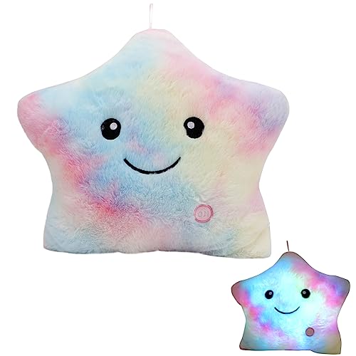 RANJIMA Leuchtkissen LED Sternen Kissen, Leuchtende Kinder Kissen LED-Sternenkisse, Kissen Weich für Kinder Kissen Stern LED Starlight Kissen, Deko Kissen LED für Bett, Sofa, Babyzimmer, Wohnzimmer von RANJIMA