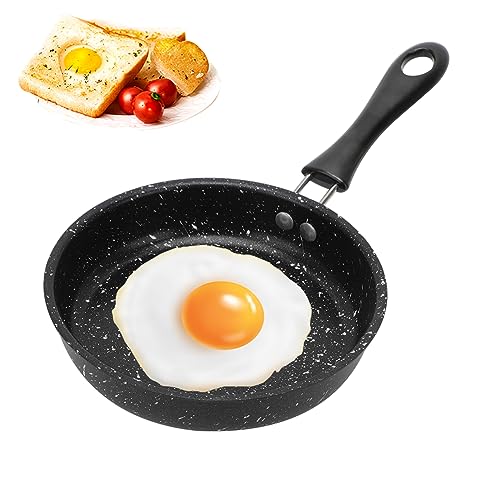 RANJIMA Mini Pfanne, Ø 14cm Klein Pfanne Antihaft Induktionspfanne mit Hitzebeständig Griff, Antihaftbeschichtet Spiegeleipfanne Tragbar Eierpfanne Bratpfanne für Camping Kochen Induktion Gasherd von RANJIMA