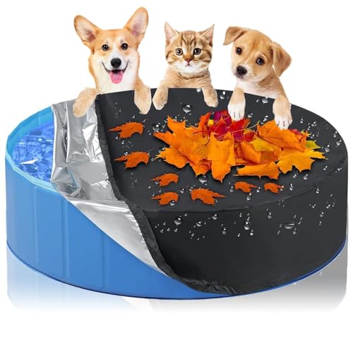 RANJIMA Rund Poolabdeckung, 160 x 30cm Wasserdicht UV-Schutz Schwimmbadabdeckung, Runde Oxford Tuch Poolabdeckung, Kinderpool Planschbecken Abdeckung, Faltbare Wasserdicht Hundepool Abdeckung von RANJIMA
