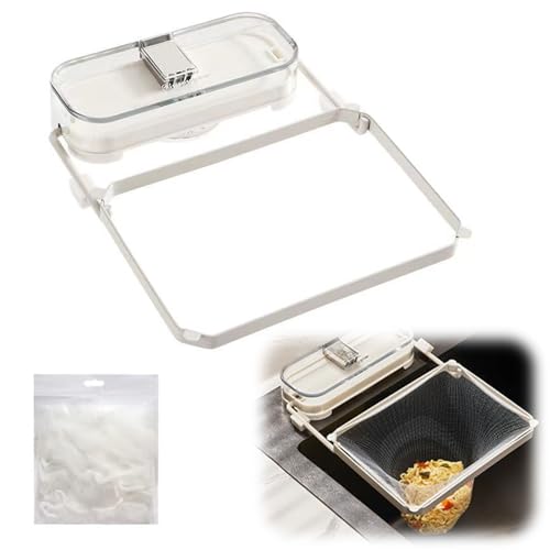 RANJIMA Sink Drain Strainer, Spülbeckensieb mit Saugnapf Spülbeckenabflusssieb mit 100 Stück großen Filternetzbeuteln für Küchen und Badezimmer für Gemüse Obst Küchenreste Küche Sieb Teesieb,Weiß von RANJIMA