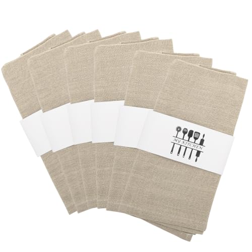 RANJIMA Stoffservietten Leinenservietten, Dinner Stoffservietten Baumwolle, 6er Set Servietten Stoff Leinen Tuch, Abwaschbare Servietten für Vatertag Muttertag Party Hochzeiten (Beige) von RANJIMA