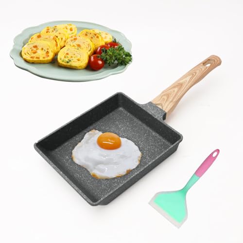 RANJIMA Tamagoyaki Pfanne, Japanische Omelettpfannen mit Antihaft Beschichtung, Aluminium Omelette Pfanne, Rechteckige Eierpfanne, Tamago Pfanne Mini Bratpfanne, für Gasherd Induktionsherd (Schwarz) von RANJIMA