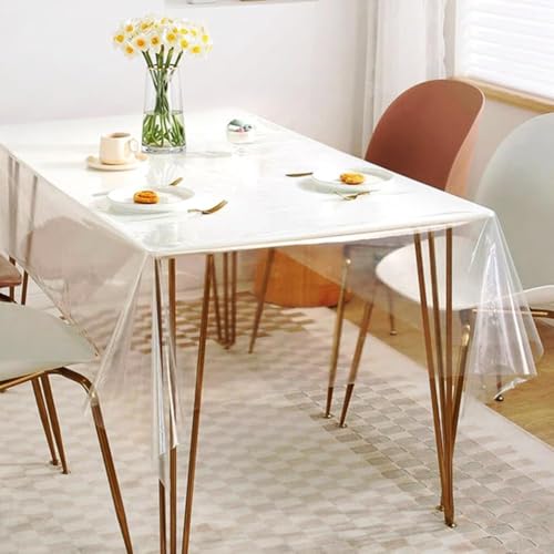 RANJIMA Tischdecke Transparent Tischfolie, 140x200cm Tischdecke Durchsichtig Abwaschbar 0.18 mm Stark, Durchsichtige Tischschutz PVC Glasklar Folie Wasserdicht Fettdicht Klarsicht Tischschutzfolie von RANJIMA