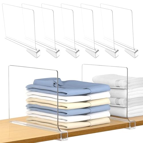 RANJIMA Transparente Acryl-regaltrenner, 6 Stück Multifunktionaler Shelf Divider, Verstellbarer Kleiderorganisator, Kleiderschrank Trenner für Schlafzimmer Küche Schränke und Organisation von RANJIMA