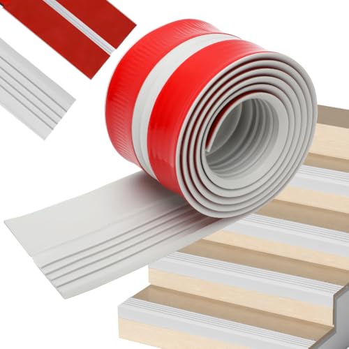 RANJIMA Treppenkantenprofil Selbstklebend,PVC Treppenkantenprofil Selbstklebende,Rutschfeste Treppenkante,Selbstklebend Winkelprofil Anti-Rutsch Treppenkante (Grau, 4M) von RANJIMA