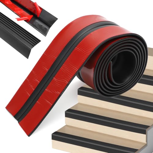 RANJIMA Treppenkantenprofil Selbstklebend,PVC Treppenkantenprofil Selbstklebende,Rutschfeste Treppenkante,Selbstklebend Winkelprofil Anti-Rutsch Treppenkante (Schwarz, 4M) von RANJIMA
