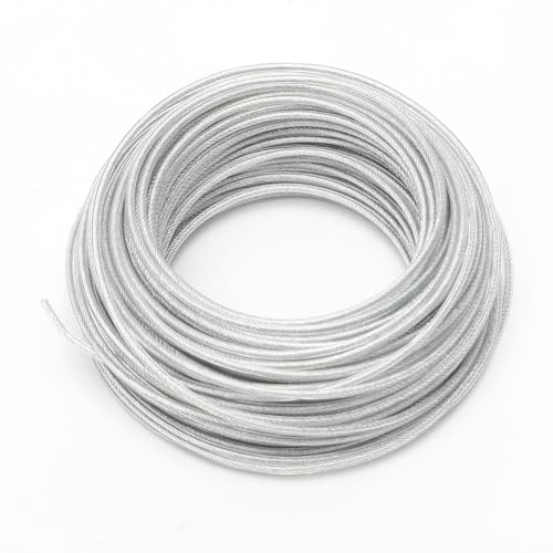 RANJIMA Trimmerfaden Mähfaden 2.4mm x 30M, Stahldraht Freischneider Faden Rasentrimmer Faden Stahl, Trimmerschnur 2,4mm Rundes Trimmerfaden mit Nylonoberfläche und Stahldrahtkern für Motorsense von RANJIMA
