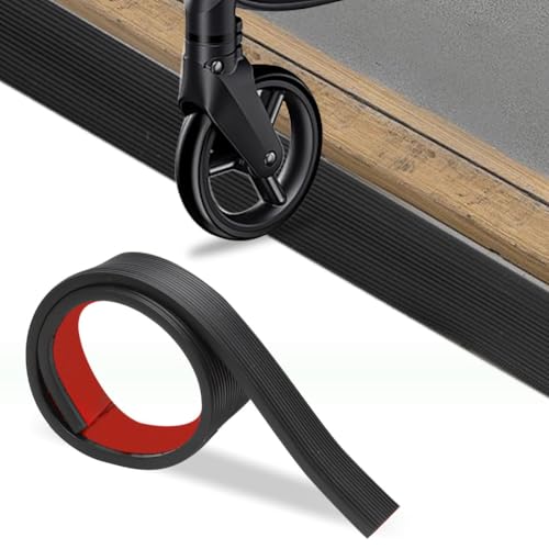 RANJIMA Türschwellenrampe 5x1x200 cm, Schwarz Übergangsprofil Selbstklebend, PVC Rollstuhlrampe, Gummirampe Auffahrrampe Schwellenrampe für Rollstuhl, Kinderwagen, Rollator oder e Scooter, Schwarz RANJIMA Türschwellenrampe 5x1x200 cm, Schwarz Übergangsprofil Selbstklebend, PVC Rollstuhlrampe, Gummirampe Auffahrrampe Schwellenrampe für Rollstuhl, Kinderwagen, Rollator oder e Scooter, Schwarz von RANJIMA