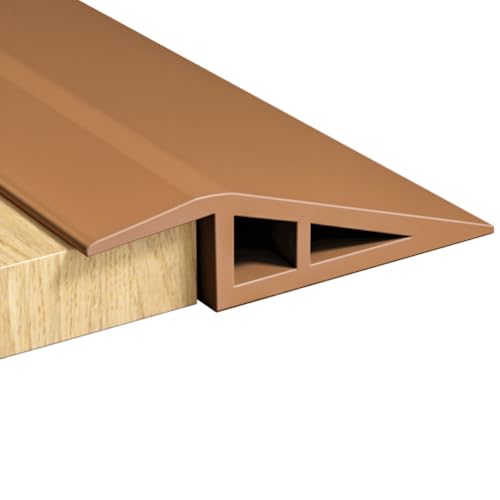 RANJIMA Übergangsprofil Selbstklebend, 1M x 5cm PVC Türschwellen Leiste Höhenausgleich von 5–10mm, Übergangsprofil Übergangsleiste Bodenleiste, Übergangsleiste Boden für Laminat, Fliesen, Braun von RANJIMA