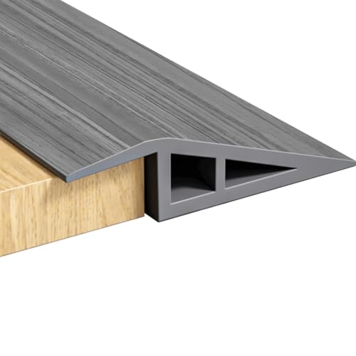 RANJIMA Übergangsprofil Selbstklebend, 1M x 5cm PVC Übergangsleiste Bodenleiste, Türschwellen Leiste Höhenausgleich von 5–10mm, Übergangsleiste Boden Höhenausgleich Abdeckleiste für Laminat, Fliesen von RANJIMA