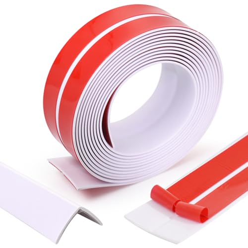 RANJIMA Weichsockelleiste Selbstklebend, 8M Dichtungsband Selbstklebend Kantenschutz Leisten,10mmx10mm,Wasserdichtes PVC Silikonband, Flexible Knickleiste für Türen,Fenster,Wände,Boden, Küche - Weiß von RANJIMA