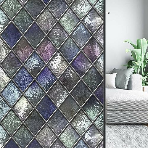 1 x 3D bunte Fensterfolie, mattiert, gebeizt, Mosaikflügel, mattiert, statisch haftende Glasaufkleber, Privatsphäre, PVC für Glastür von RANRAO