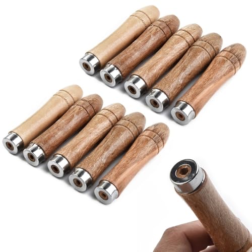 10 Stück Ersatz Holz für Feilengriffe mit Metallkragen für Feilen Handwerk Werkzeuge geeignet für Metall für Feilen Holz Raspeln Schraubendreher Handbohrer von RANRAO
