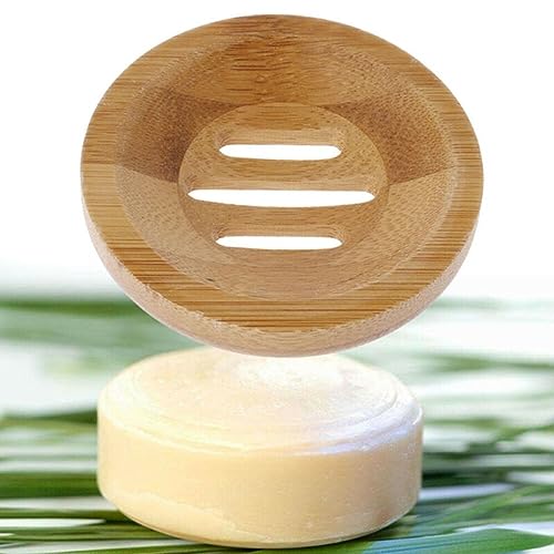 10Pcs Natürliche Holz Bambus Holz Seife Runde Lagerung Halter, Runde Bambus Seifenschale Tablett Badezimmer Bad Seifenschale Lagerung Halter Platte Rack von RANRAO