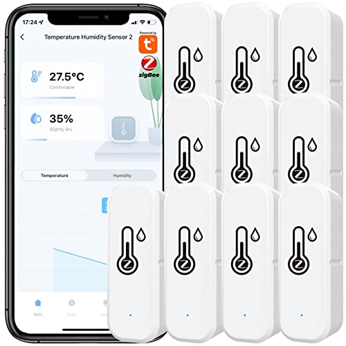 10x Tuya Zigbee Hygrometer Thermometer Sensor, mit App-Aufzeichnung, Erinnerung an schwache Batterie, Smart Thermometer Sensor funktioniert mit Alexa, Tuya & für Smart Life, für Zuhause, Weinkeller 10x Tuya Zigbee Hygrometer Thermometer Sensor, mit App-Aufzeichnung, Erinnerung an schwache Batterie, Smart Thermometer Sensor funktioniert mit Alexa, Tuya & für Smart Life, für Zuhause, Weinkeller von RANRAO