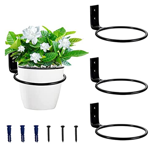 3 x Blumentopfhalter, Pflanzen-Blumentopf, Wandmontage, Ringhalter, Garten, Hängekorb, Halterung, Pflanzenring, Regale für Zuhause, Garten, Zaun, Dekoration von RANRAO