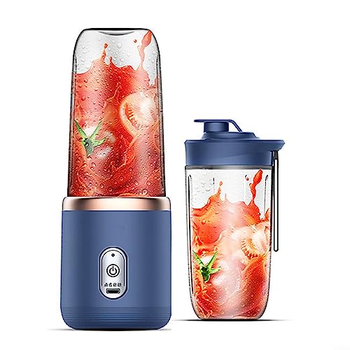 450 ml tragbarer persönlicher Obstmixer, Mixer für Smoothies, Säfte und Shakes, tragbarer Mini-Mixer mit 6 Edelstahlklingen, wiederaufladbar über USB, blau von RANRAO