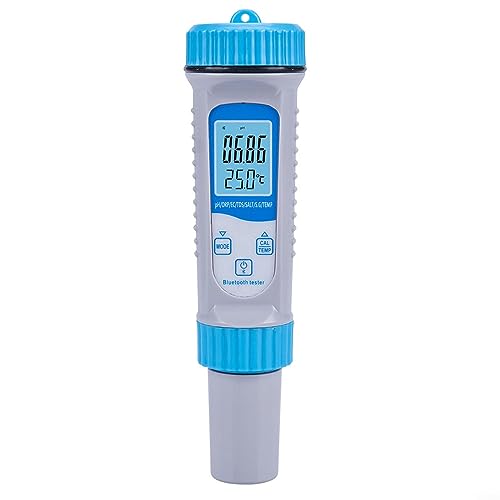 7-in-1 PH/OPR/EC/Salz/S.G/Temperaturmessgerät mit Bluetooth-PH-Messgerät, Wasserqualitätsmonitor, Tester für Aquarium/Hydrokultur/Trinkwasser/Pool/Teich von RANRAO