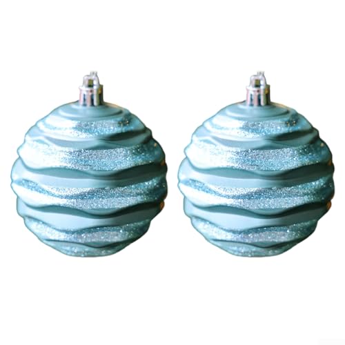8 cm großes Weihnachtskugel-Ornament-Set für Baumschmuck mit 2 Stück je Farbe für festliche Ferienhäuser und gewerbliche Räume (blau) von RANRAO