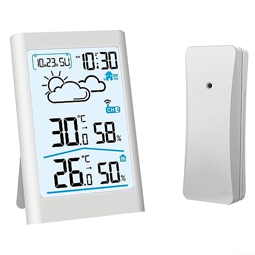 Digitale drahtlose Wetterstation für den Innen- und Außenbereich, Thermo-Hygrometer-Sensoren, elektronische Temperatur- und Feuchtigkeitsmesser mit LCD-Display von RANRAO