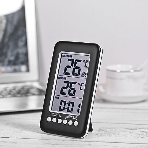 RANRAO Digitales kabelloses Innen-/Außenthermometer, Uhr, Temperaturmesser + Sender, LCD, kabellose Temperatur-Hygrometer, Wetterstationen von RANRAO