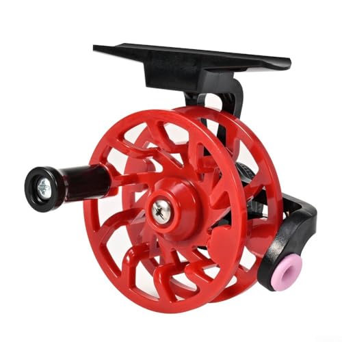 Ersatz-Fliegenrad für Eisangelrollen mit Führungsring und Entladeeinstellung, ideal zum Forellen- und Hechtangeln (rot) von RANRAO