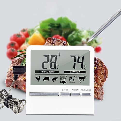 Fleischthermometer für Ofen Kochen, Grill Ofen Thermometer BBQ Küche Backen Sonde Typ Lebensmittelthermometer, Digitales Grillthermometer mit großem LCD-Display von RANRAO