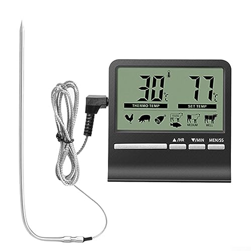 Fleischthermometer für Ofen Kochen, Grill Ofen Thermometer BBQ Küche Backen Sonde Typ Lebensmittelthermometer, Digitales Grillthermometer mit großem LCD-Display von RANRAO