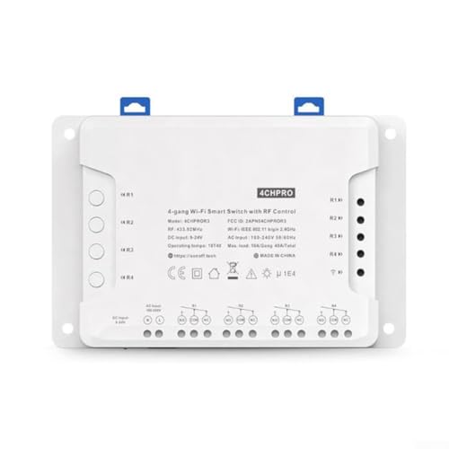 RANRAO Für 4CH PRO R3/4CH R3 Wi-Fi Smart Switch 4-Wege-Schalter-Modul APP-Steuerung, selbstschließend/Zoll/Interlock-Modus, Timer-Schalter-Modul (für Sonoff 4CH PRO R3), 1511533969 von RANRAO