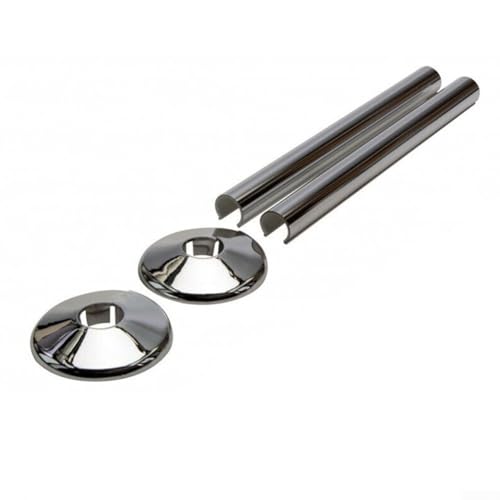 Heizkörper-Rohrhülsenabdeckungen und Rohrmanschetten in Chrom-Effekt, Zentralheizung, Clip-On-Abdeckungen Snappit, 15 mm x 200 mm, 1 Set Chrom von RANRAO
