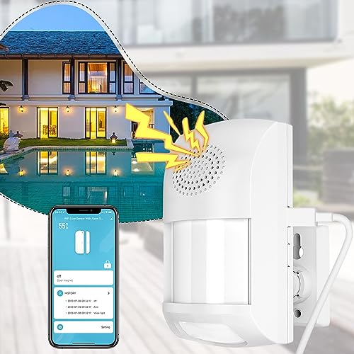 Intelligenter Bewegungsmelder, Tuya Smart Home Sicherheitsschutz, WLAN-Bluetooth-PIR-Bewegungsmelder, kompatibel mit Dual-Sound- und Licht-Infrarot-Sensor-Alarm von RANRAO
