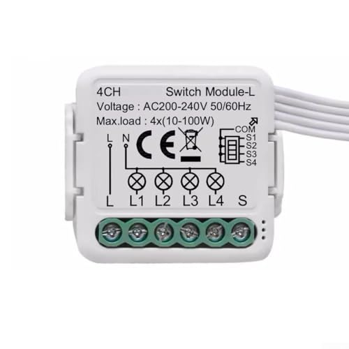 Kein Neutraldraht erforderlich, für Zigbee-Relaisschalter-Modul, Smart-Lichtschalter, funktioniert mit Smart Life für Tuya-App, für ZigBee-Hub erforderlich (4-Gang) von RANRAO