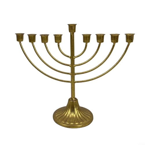 Vintage Menora 7/9 Zweig Kerzenhalter, Chanukka, Gold, Eisen, Chanukka-Dekorationen (9 Köpfe) von RANRAO