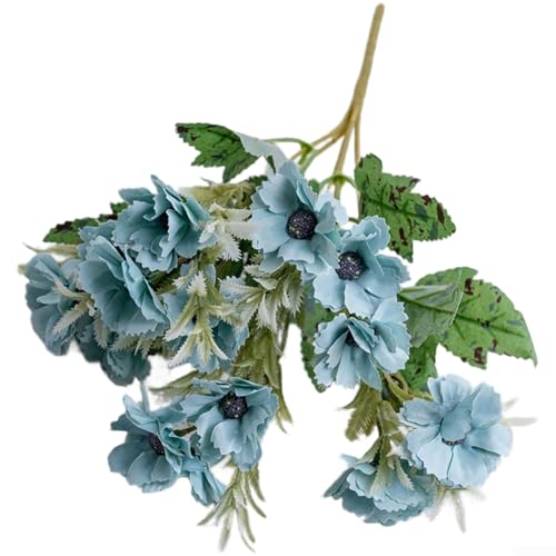 Künstliche Blumen aus Stoff für Hochzeit und Heimdekoration, geeignet für Wand, Tischplatte und Veranstaltung, realistisches Stoffmaterial, 32 cm Höhe (blau) von RANRAO