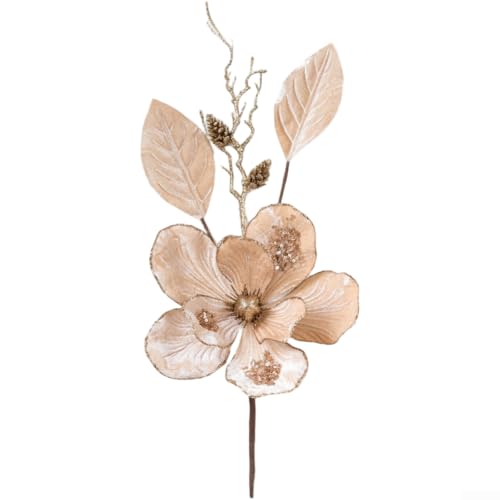 Künstliche Phalaenopsis-Orchideenzweige für Tisch- und Wohnzimmer-Dekor, hergestellt aus Stoff mit raffiniertem Magnolien-Arrangement (Sektfarbe) von RANRAO