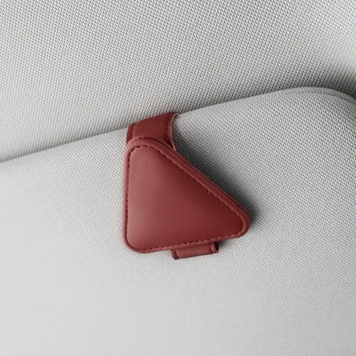 Magnetischer PU-Leder-Brillenhalter für Auto-Sonnenblende, sicherer Clip für Sonnenbrillen mit Kompatibilität (rot) von RANRAO