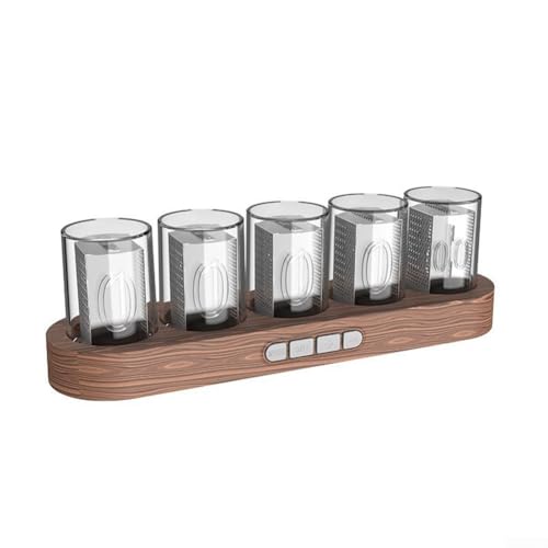 Nixie Röhrenuhr, elektronische RGB-Nixie-Röhrenuhr, DIY-LED-Glühsimulation, Retro, modern, aus Holz, USB-betrieben, Gaming-Desktop, Heimdekoration, 16 Millionen Farben (Holz) von RANRAO