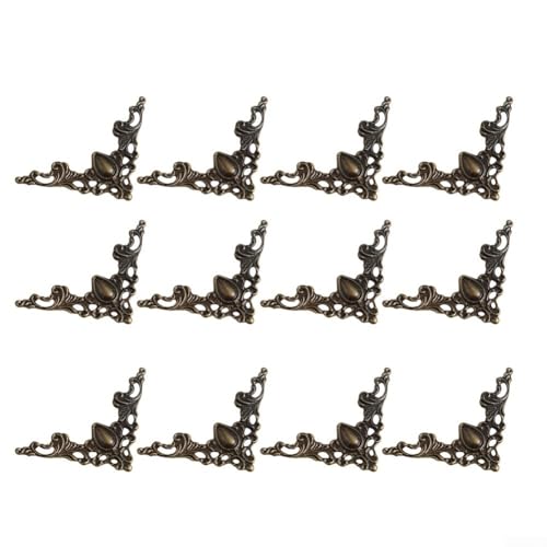 RANRAO 12 Stück Vintage-Blumenkasten-Möbel-Dekoration, Holzkisten-Eckaufkleber, Vintage-Metall-Eckenschutz, Holzkisten-Ecken-dekorative Abdeckung (Bronze), 9G1NC9FUEGU62J465M53 von RANRAO