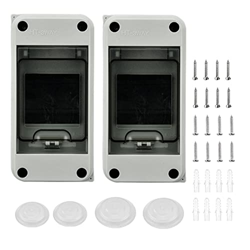 RANRAO 2 Stück Sicherungskasten Aufputz, Verteilerkasten IP65-1-Reihig für 3 Module Aufputzverteiler für Garten oder Außenbereichen, Villen, Ladesäulen von RANRAO