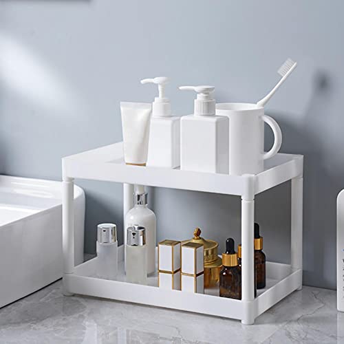 RANRAO 2-Stöckiger Badezimmer-Theken-Organizer, Multi-Use Aufbewahrungsregal, Gewürzregal, Stehendes Regal Arbeitsplatten-Organizer, Kosmetik-Organizer für Badezimmer, Küche, Wohnzimmer, Schlafzimmer von RANRAO